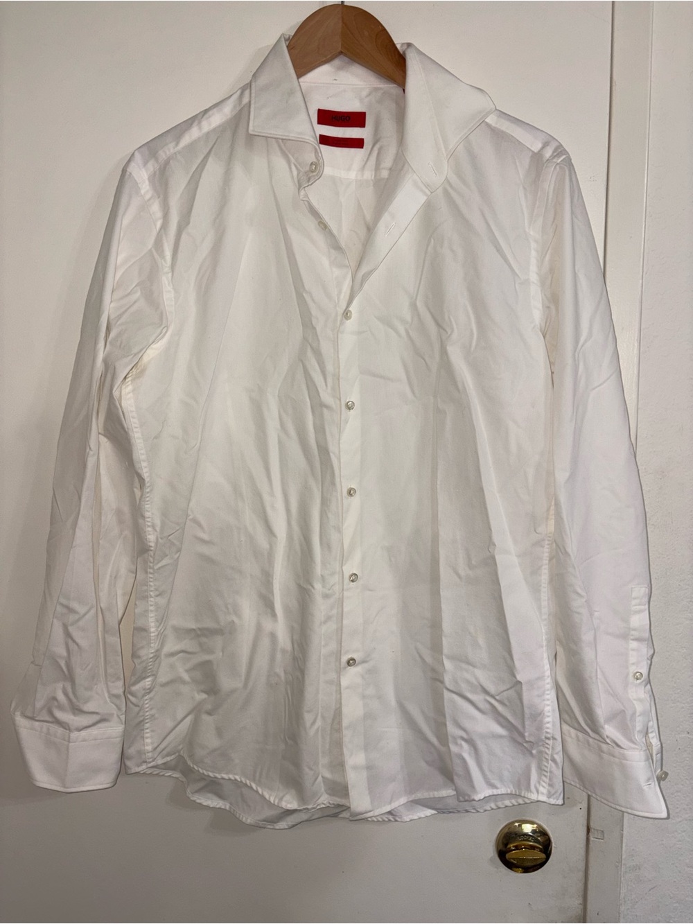 White Men's Dress Shirt - Classic Long Sleeve